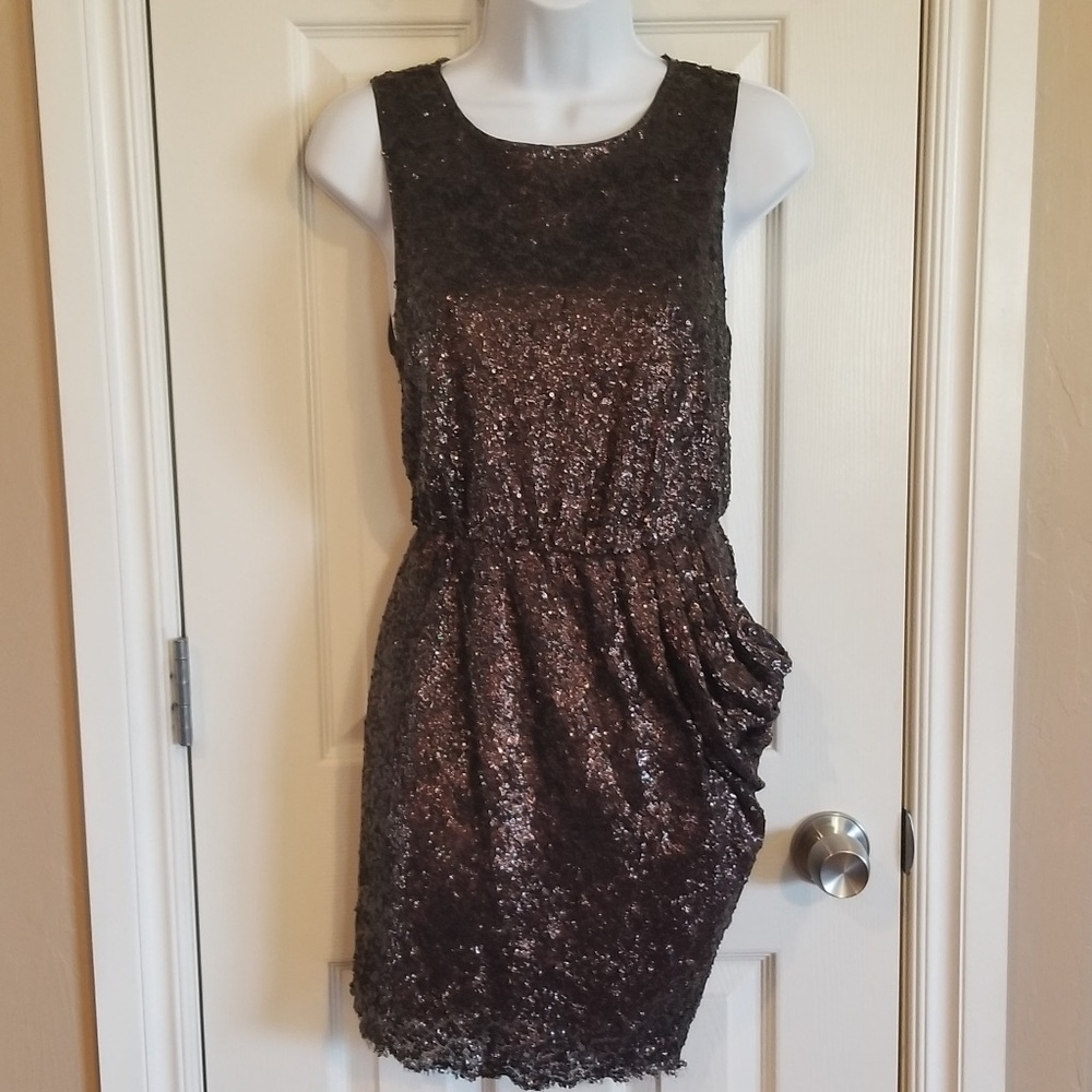 Alice + Olivia Sequin and Silk Cocktail Dress